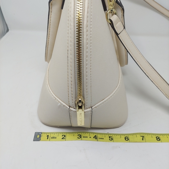 Anne Klein Shimmer Down Dome Satchel Off White Double Handle Handbag Crossbody - Picture 14 of 15